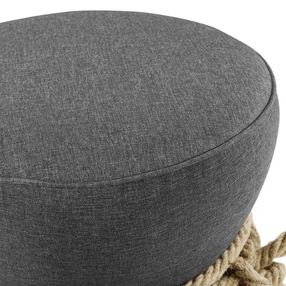 Beat Nautical Rope Upholstered Fabric Ottoman, Fabric, Grey Gray, 17429