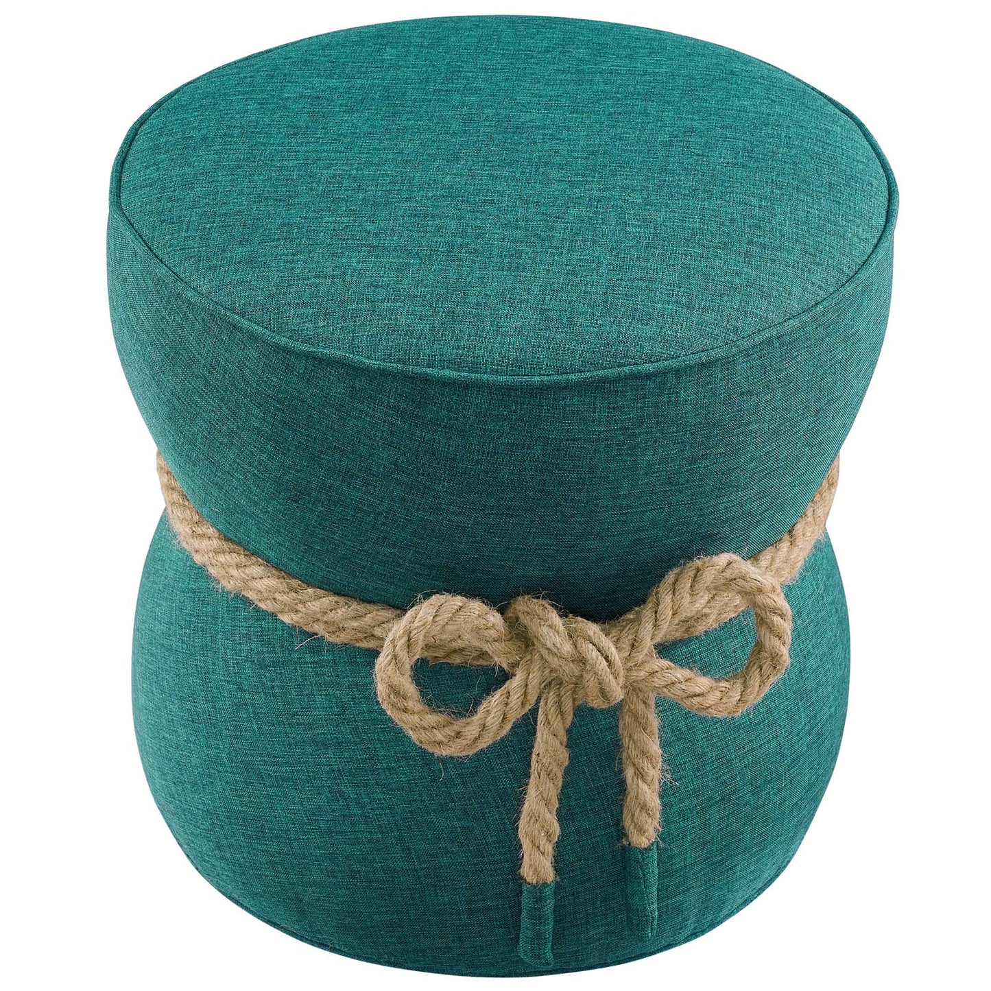 Beat Nautical Rope Upholstered Fabric Ottoman, Fabric, Aqua Blue, 17430