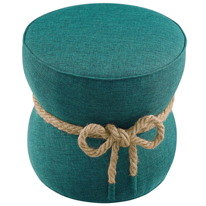Beat Nautical Rope Upholstered Fabric Ottoman, Fabric, Aqua Blue, 17430