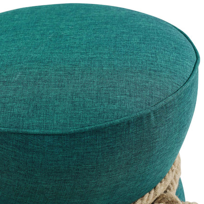 Beat Nautical Rope Upholstered Fabric Ottoman, Fabric, Aqua Blue, 17430