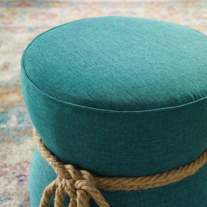 Beat Nautical Rope Upholstered Fabric Ottoman, Fabric, Aqua Blue, 17430