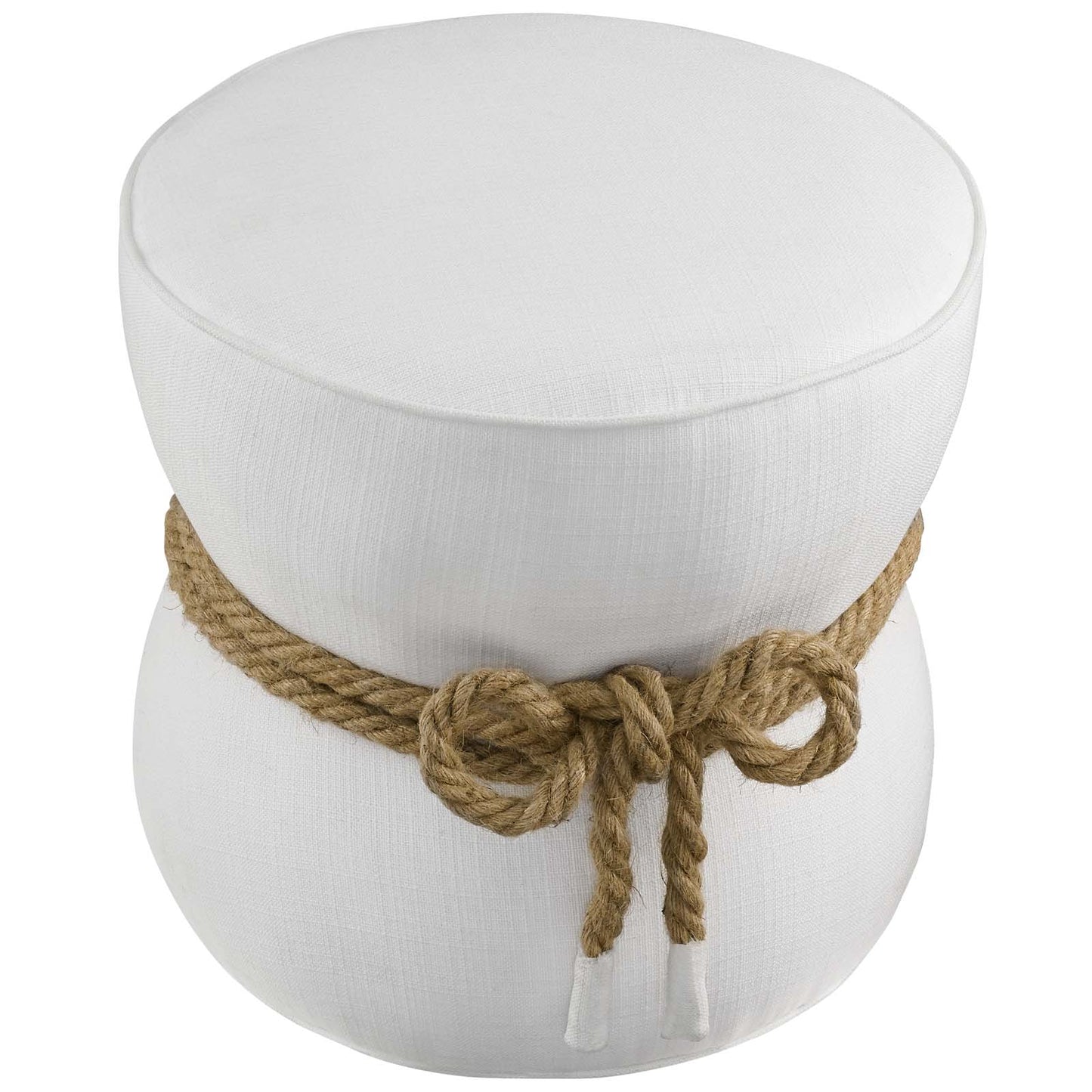 Beat Nautical Rope Upholstered Fabric Ottoman, Fabric, White, 17431