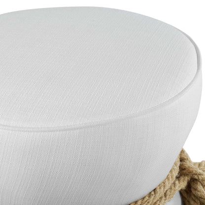 Beat Nautical Rope Upholstered Fabric Ottoman, Fabric, White, 17431