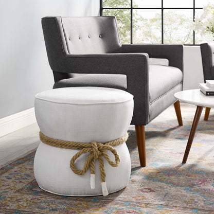 Beat Nautical Rope Upholstered Fabric Ottoman, Fabric, White, 17431