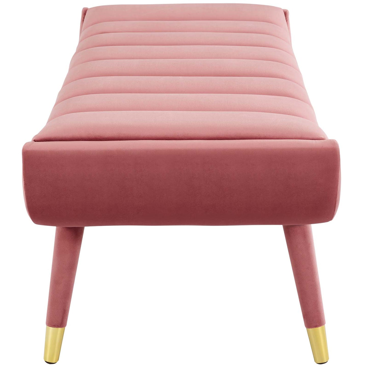 Guess Channel Tufted Performance Velvet Accent Bench, Velvet Fabric, Pink, 17432