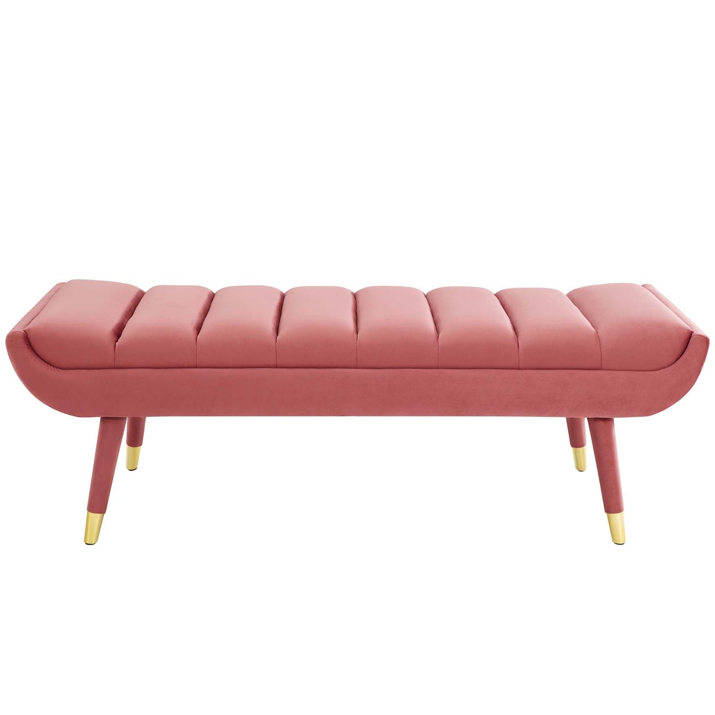 Guess Channel Tufted Performance Velvet Accent Bench, Velvet Fabric, Pink, 17432
