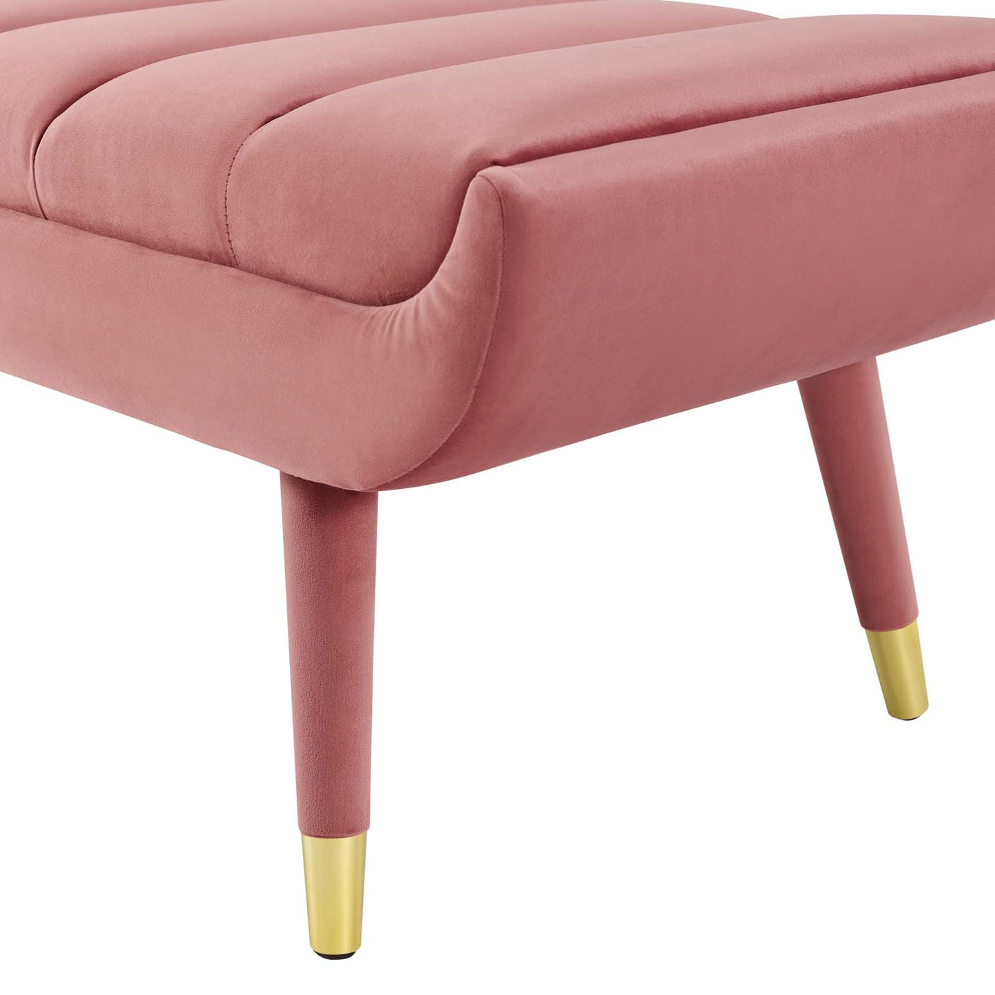 Guess Channel Tufted Performance Velvet Accent Bench, Velvet Fabric, Pink, 17432