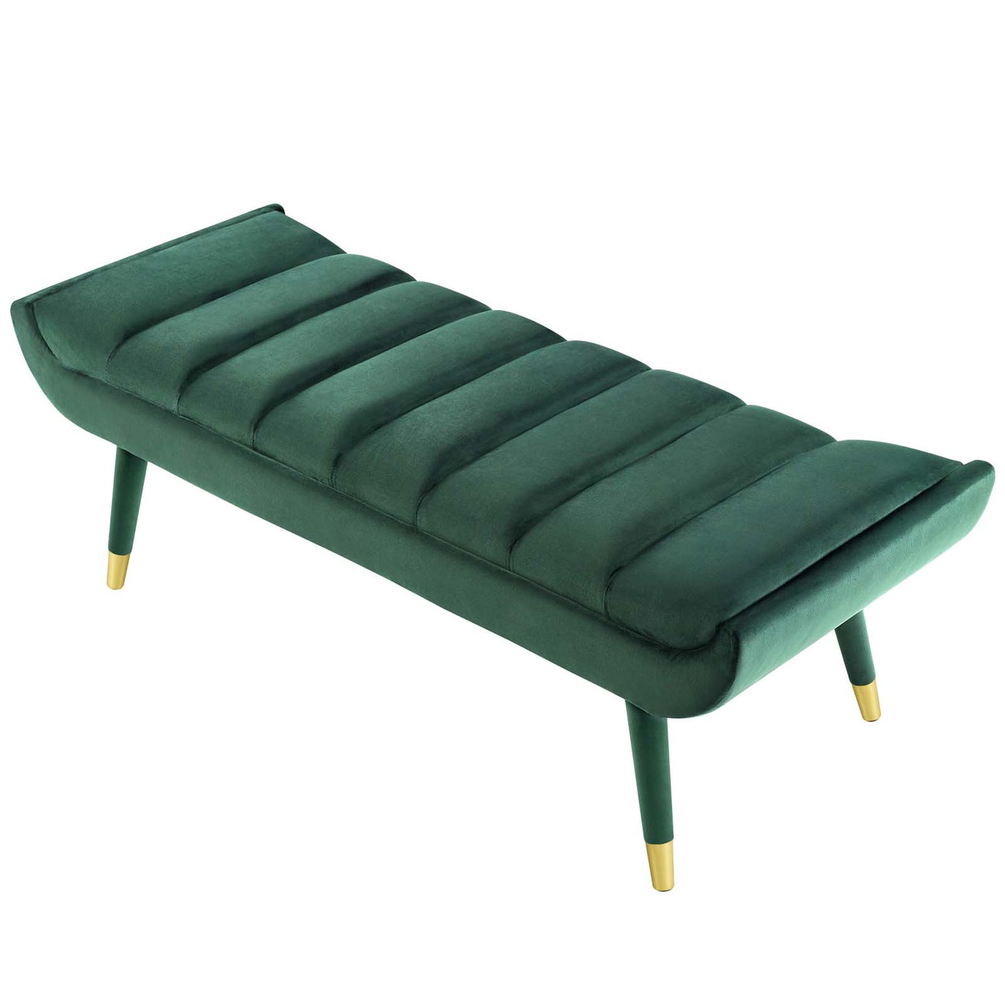 Guess Channel Tufted Performance Velvet Accent Bench, Velvet Fabric, Green, 17433