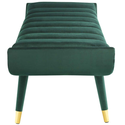 Guess Channel Tufted Performance Velvet Accent Bench, Velvet Fabric, Green, 17433