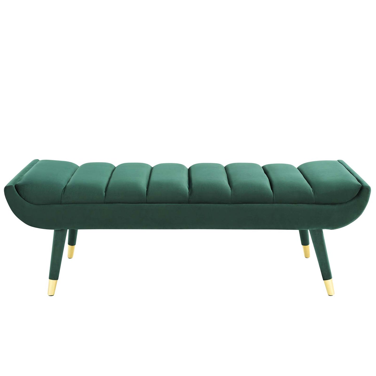 Guess Channel Tufted Performance Velvet Accent Bench, Velvet Fabric, Green, 17433