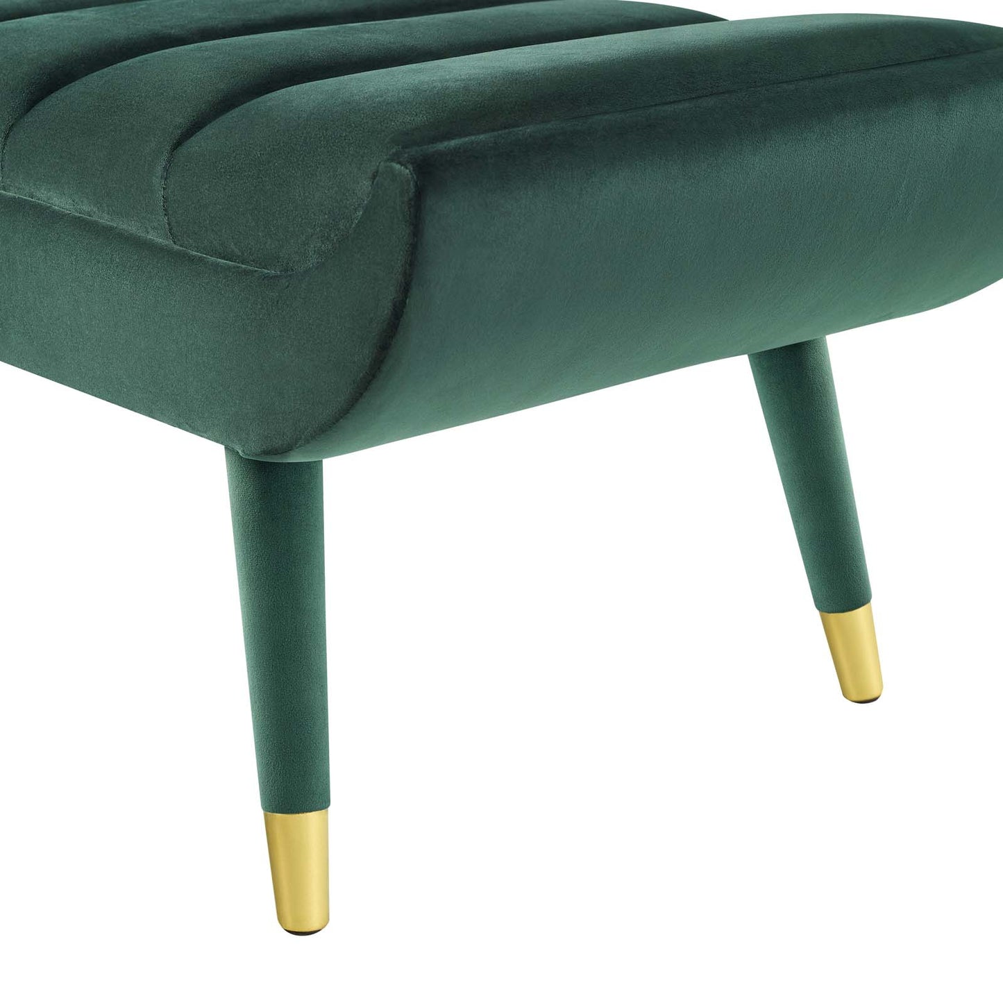 Guess Channel Tufted Performance Velvet Accent Bench, Velvet Fabric, Green, 17433