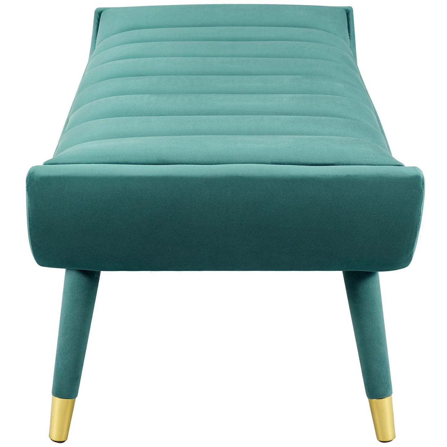 Guess Channel Tufted Performance Velvet Accent Bench, Velvet Fabric, Aqua Blue, 17435