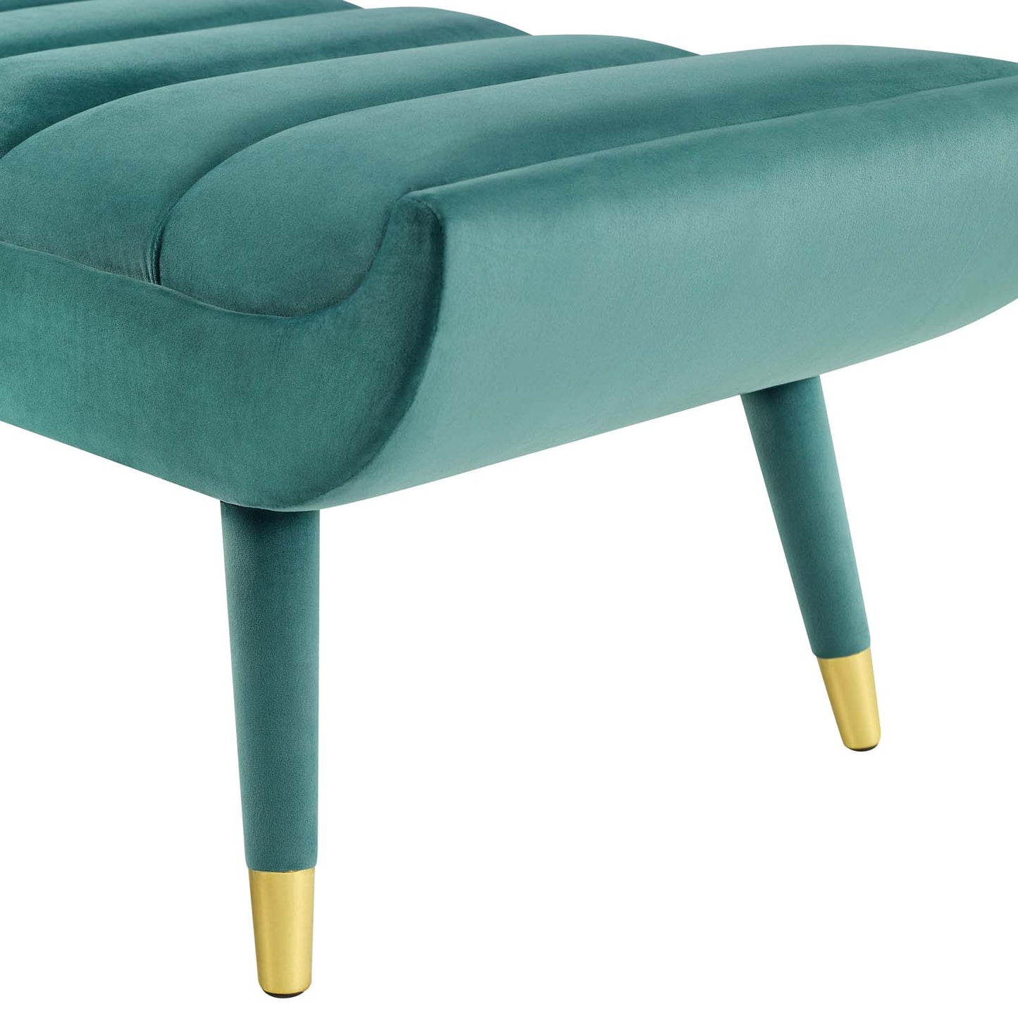 Guess Channel Tufted Performance Velvet Accent Bench, Velvet Fabric, Aqua Blue, 17435