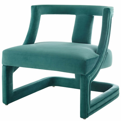 Requisite Accent Lounge Performance Velvet Armchair, Velvet Fabric Wood, Aqua Blue, 17438