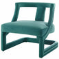 Requisite Accent Lounge Performance Velvet Armchair, Velvet Fabric Wood, Aqua Blue, 17438