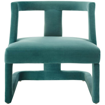 Requisite Accent Lounge Performance Velvet Armchair, Velvet Fabric Wood, Aqua Blue, 17438