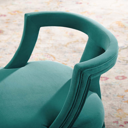 Requisite Accent Lounge Performance Velvet Armchair, Velvet Fabric Wood, Aqua Blue, 17438