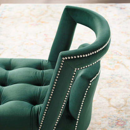 Honor Accent Lounge Performance Velvet Armchair, Velvet Fabric, Green, 17439