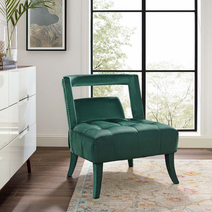 Honor Accent Lounge Performance Velvet Armchair, Velvet Fabric, Green, 17439