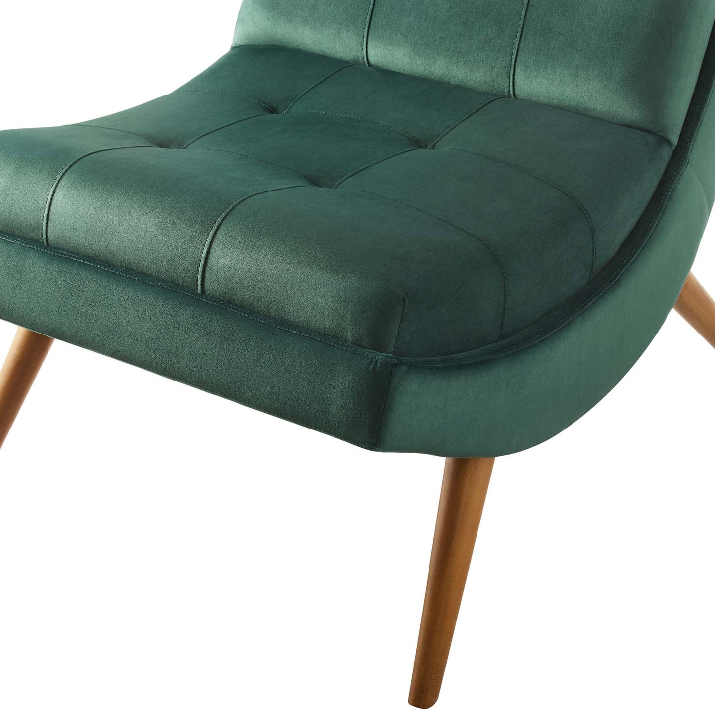 Ramp Upholstered Performance Velvet Lounge Chair and Ottoman Set, Velvet Fabric Wood, Green, 17442