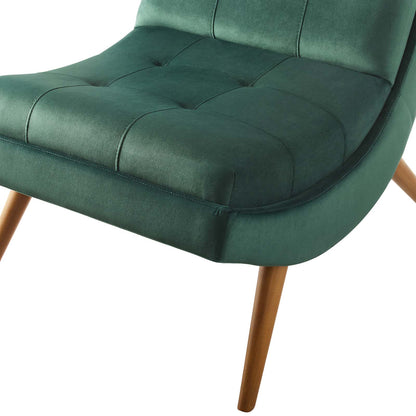 Ramp Upholstered Performance Velvet Lounge Chair and Ottoman Set, Velvet Fabric Wood, Green, 17442