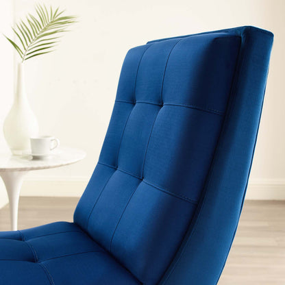 Ramp Upholstered Performance Velvet Lounge Chair and Ottoman Set, Velvet Fabric Wood, Navy Blue, 17445