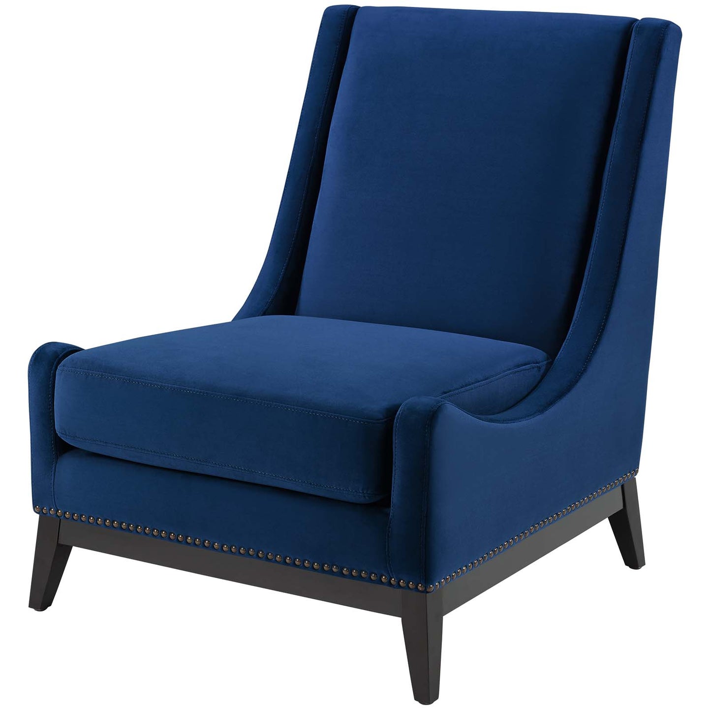 Confident Accent Upholstered Performance Velvet Lounge Chair, Velvet Fabric, Navy Blue, 17448