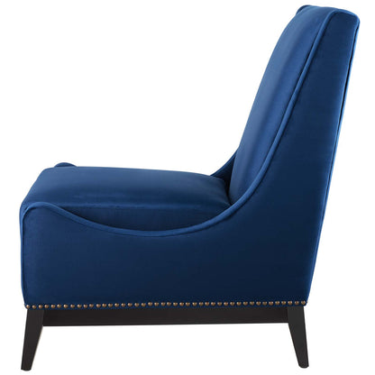 Confident Accent Upholstered Performance Velvet Lounge Chair, Velvet Fabric, Navy Blue, 17448