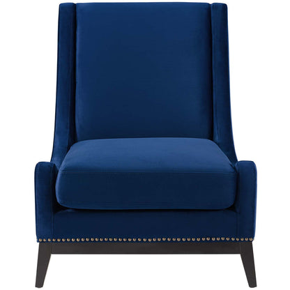 Confident Accent Upholstered Performance Velvet Lounge Chair, Velvet Fabric, Navy Blue, 17448