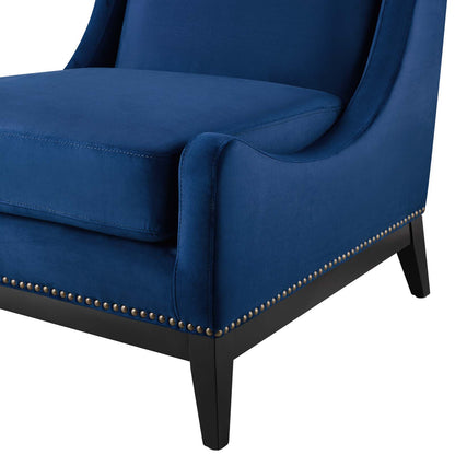 Confident Accent Upholstered Performance Velvet Lounge Chair, Velvet Fabric, Navy Blue, 17448