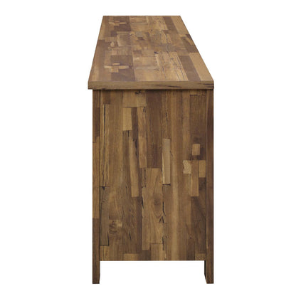 Cheshire 70" Rustic Sliding Door Buffet Table Sideboard, Wood Steel Metal, Natural Walnut Brown, 17449