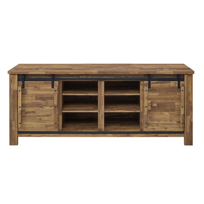 Cheshire 70" Rustic Sliding Door Buffet Table Sideboard, Wood Steel Metal, Natural Walnut Brown, 17449