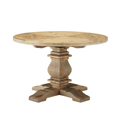 Stitch 47" Round Pine Wood Dining Table, Wood, Brown 15457
