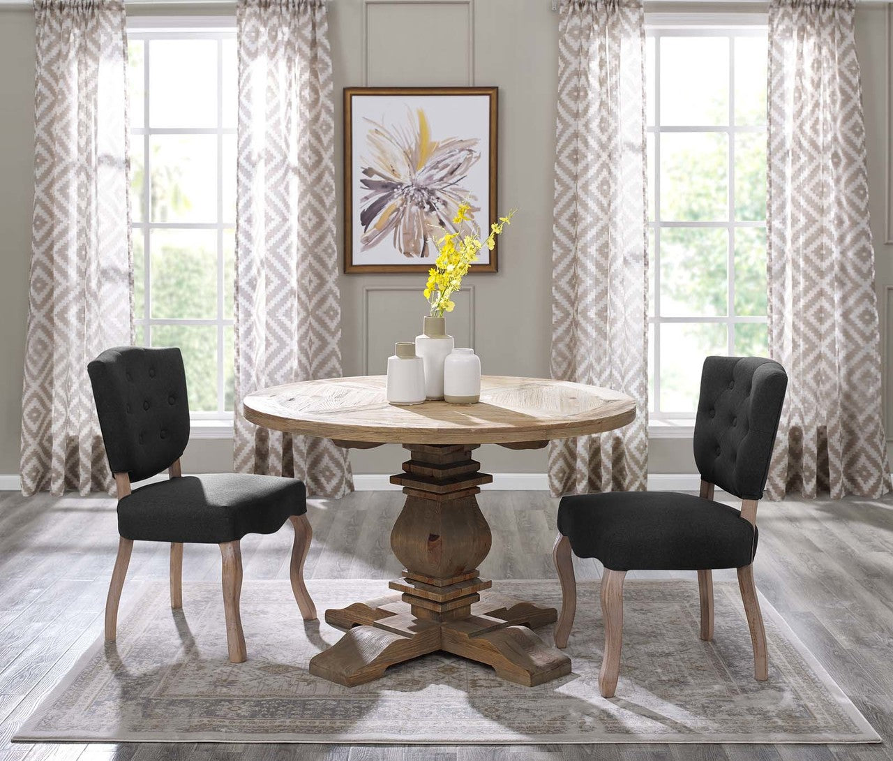 Stitch 47" Round Pine Wood Dining Table, Wood, Brown 15457