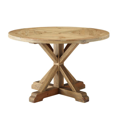 Stitch 47" Round Pine Wood Dining Table, Wood, Brown 15458