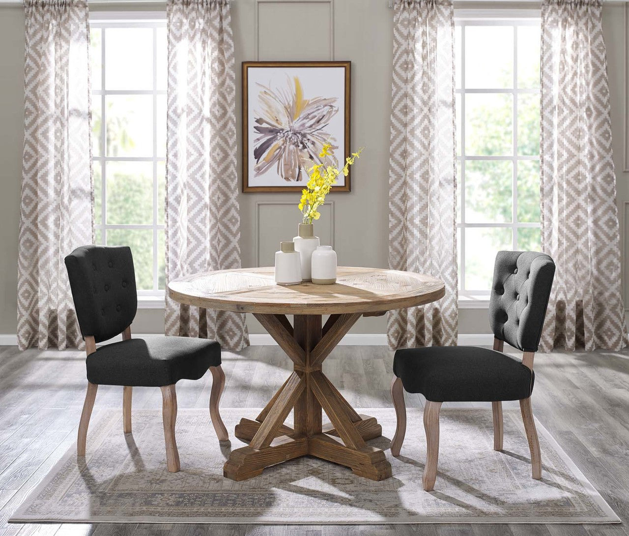 Stitch 47" Round Pine Wood Dining Table, Wood, Brown 15458