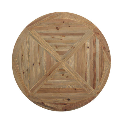 Column 59" Round Pine Wood Dining Table, Wood, Brown 15459