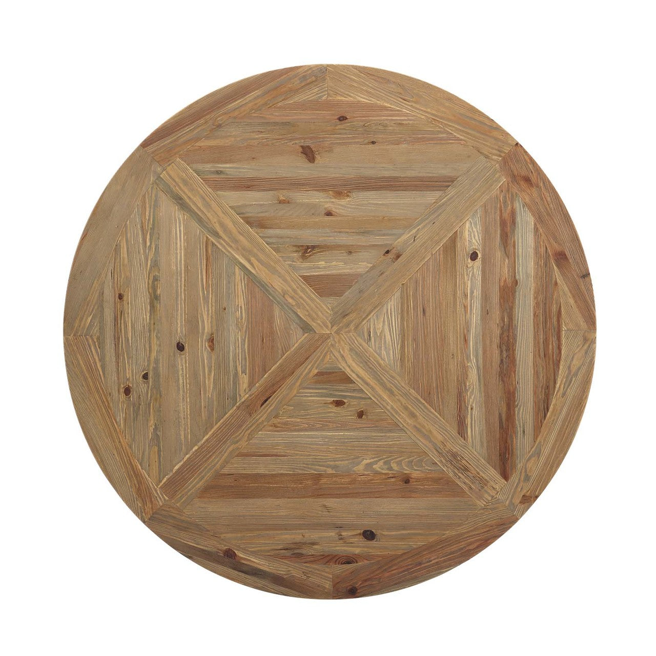 Column 59" Round Pine Wood Dining Table, Wood, Brown 15460