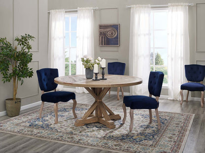 Column 59" Round Pine Wood Dining Table, Wood, Brown 15460