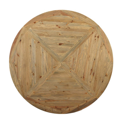 Column 71" Round Pine Wood Dining Table, Wood, Brown 15461
