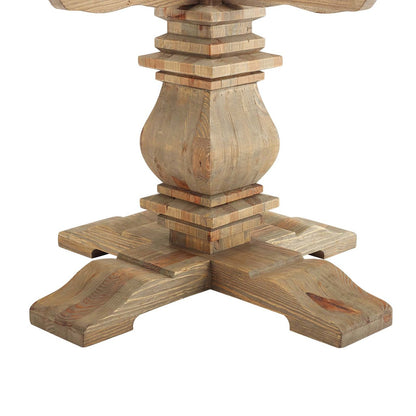 Column 71" Round Pine Wood Dining Table, Wood, Brown 15461