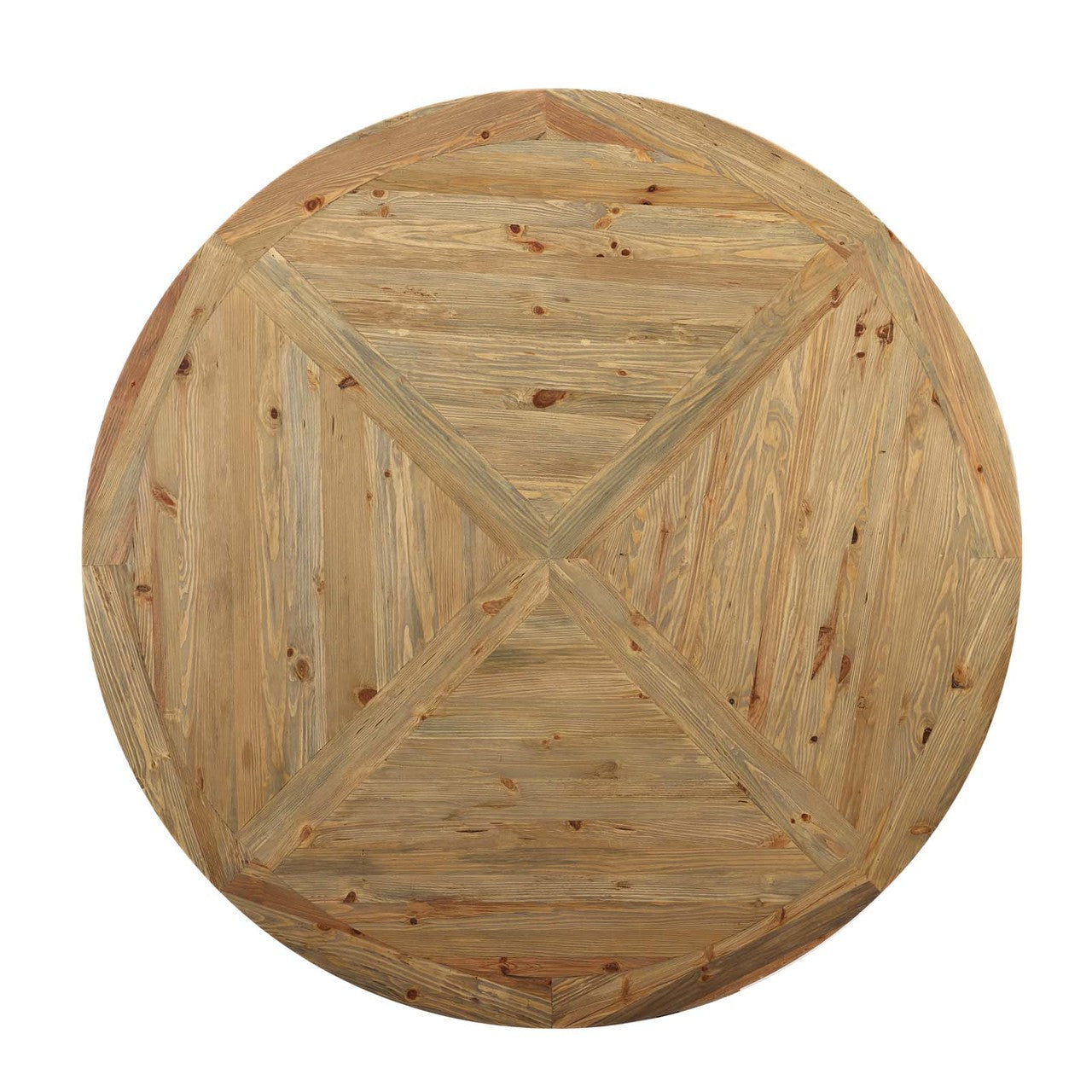 Column 71" Round Pine Wood Dining Table, Wood, Brown 15462