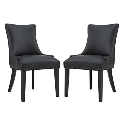Marquis Dining Chair Faux Leather Set of 2, Faux Vinyl Leather Nail Rivet, Black 15463