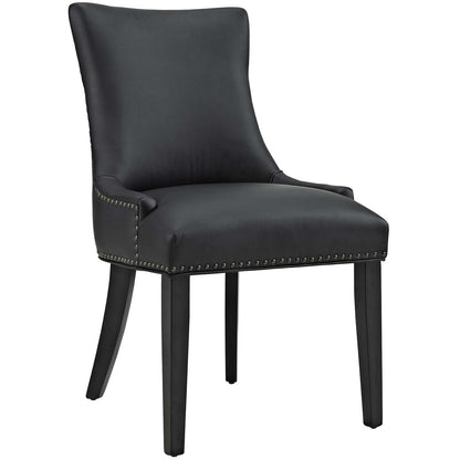 Marquis Dining Chair Faux Leather Set of 2, Faux Vinyl Leather Nail Rivet, Black 15463