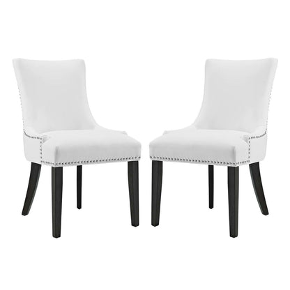 Marquis Dining Chair Faux Leather Set of 2, Faux Vinyl Leather Nail Rivet, White 15464
