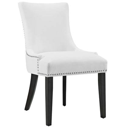 Marquis Dining Chair Faux Leather Set of 2, Faux Vinyl Leather Nail Rivet, White 15464
