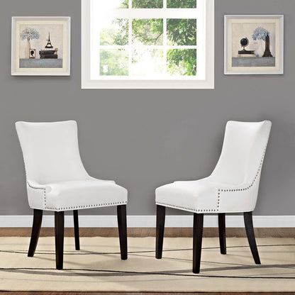 Marquis Dining Chair Faux Leather Set of 2, Faux Vinyl Leather Nail Rivet, White 15464