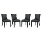 Marquis Dining Chair Faux Leather Set of 4, Faux Vinyl Leather Nail Rivet, Black 15465