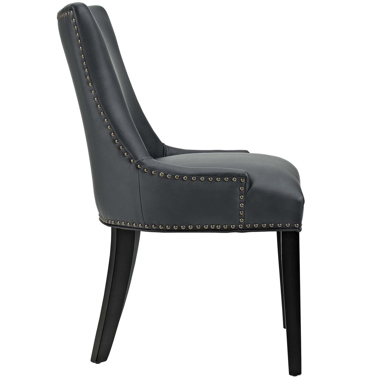 Marquis Dining Chair Faux Leather Set of 4, Faux Vinyl Leather Nail Rivet, Black 15465
