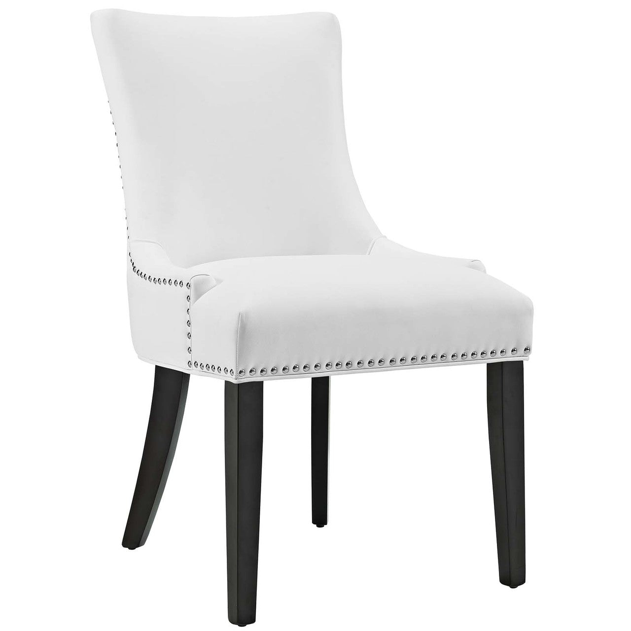 Marquis Dining Chair Faux Leather Set of 4, Faux Vinyl Leather Nail Rivet, White 15466